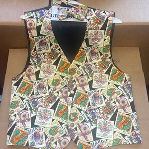 Mardi Gras Patches Vest and Bow Tie New